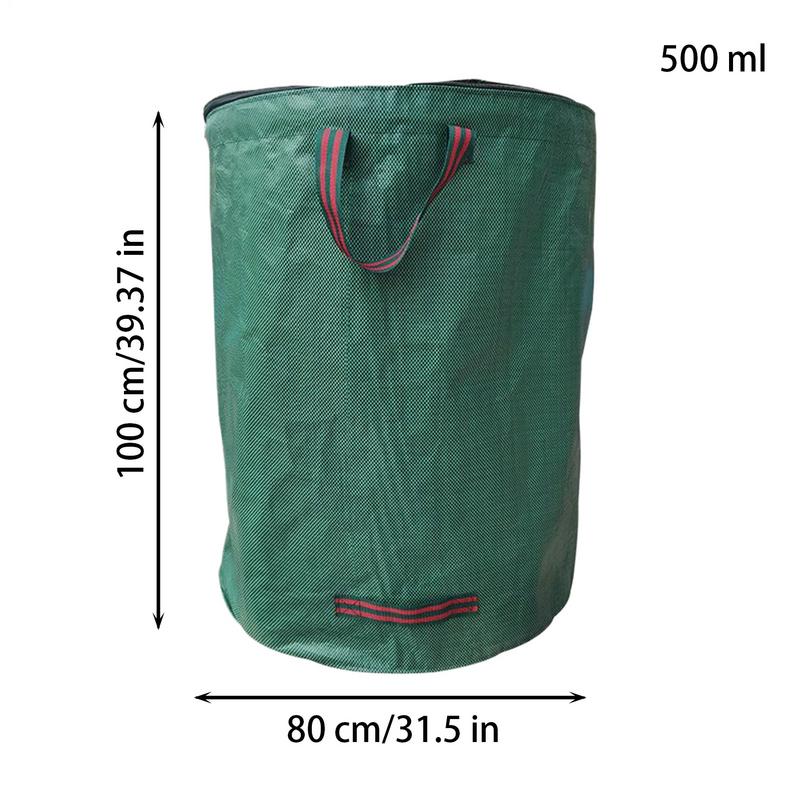 Bolsa de Residuos de Jardín de 272/500L con Tapa Cubo Plegable para Recolección de Hojas Bolsa de Almacenamiento Reutilizable para Hojas Caídas en Exteriores