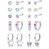 Bobisty 10Pairs Hypoallergenic Earrings Sets for Women Surgical Steel Screw Back Stud Small Hoops Earrings Cute Earrings Jewel