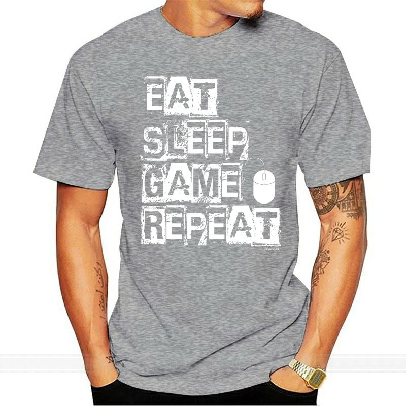 Shubuzhi Summer Brand MenS Homme Brand Clothing for Men Eat Sleep Game Repeat Pc Mouse TShirt Men Damen Unisex Hip Hop Tshirts