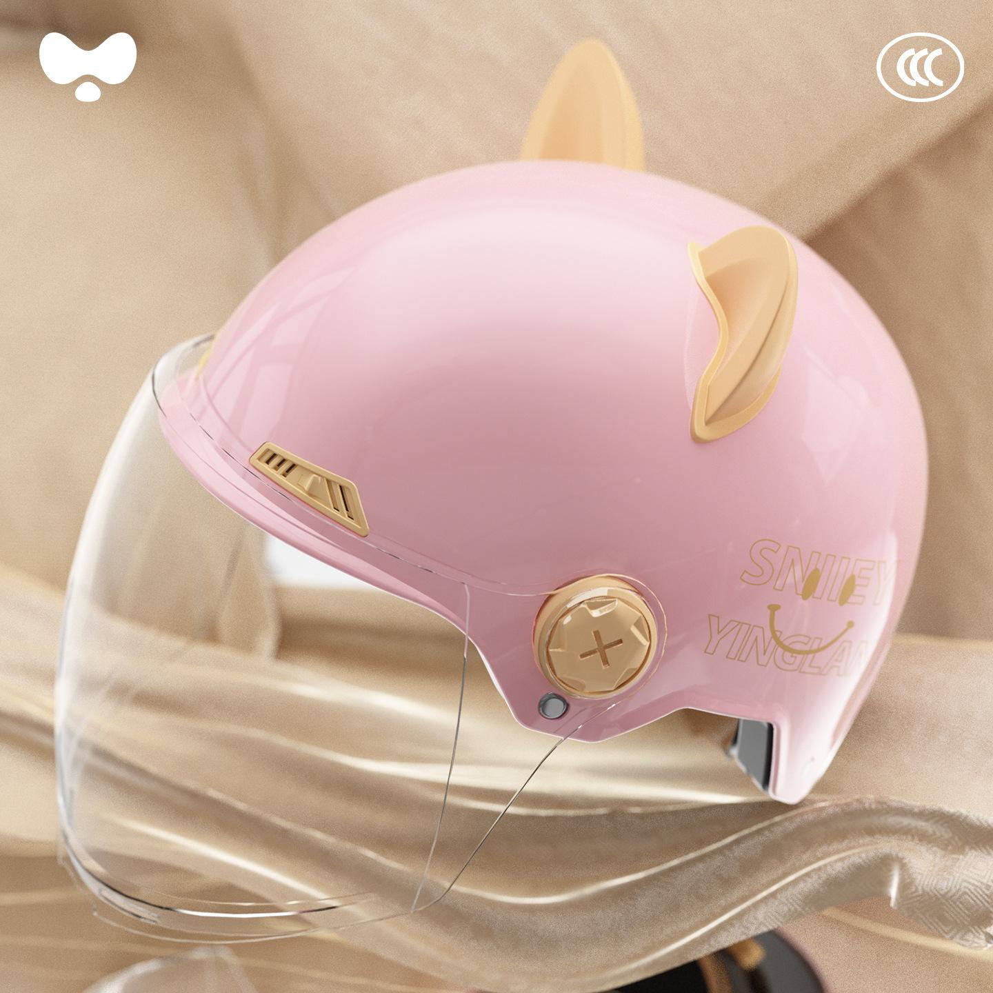 Cute Helmet Women s Four-season Universal High-value Motorcycle Hard Hat one size fits all