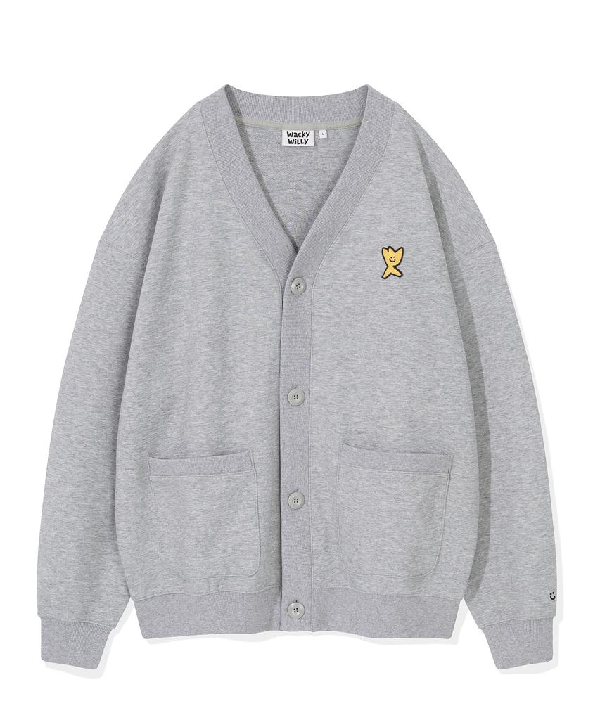 Wacky Willy Jersey V-Neck Pocket Cardigan Gray