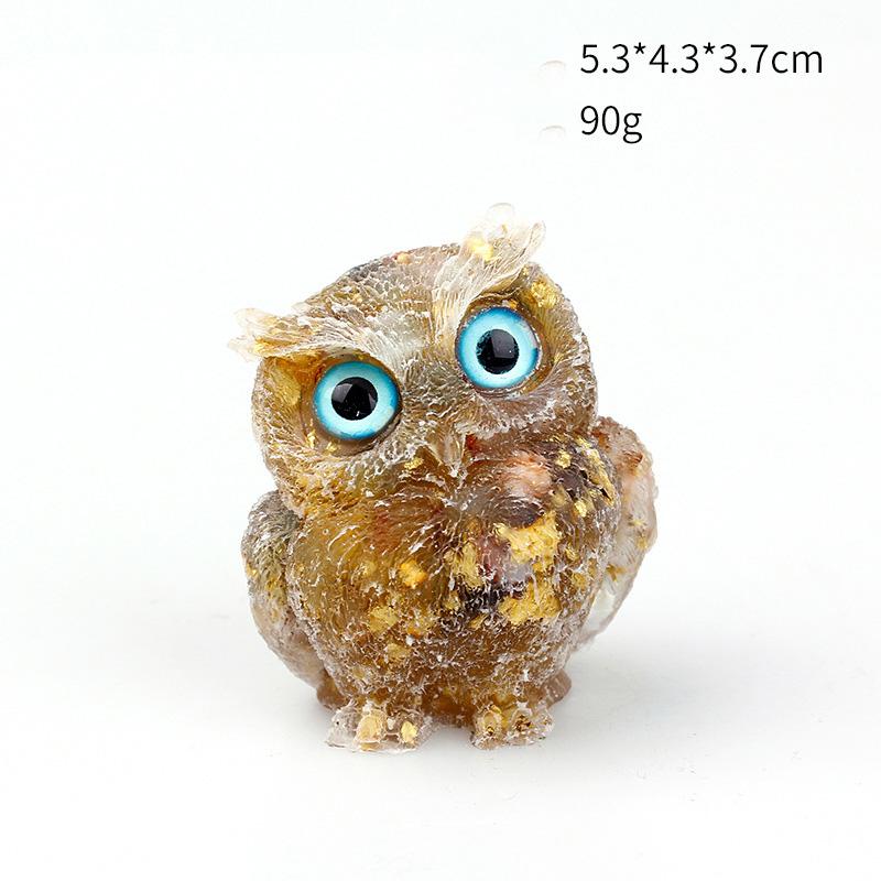 1PCS Natural Crystal Stone Gravel Owl Animal Crafts Hand Made Small Figurines DIY Resin Table Decor Home Decor Collect Gifts