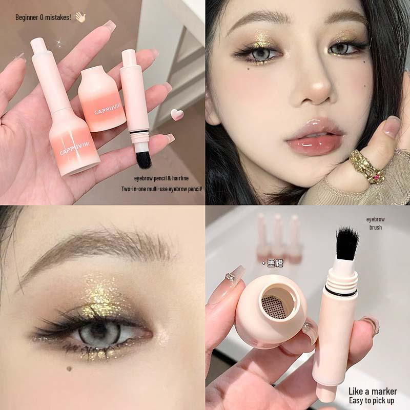 Cappuvini Peach Pink Smudge-Proof Eyebrow Pencil - Natural Color, Student-Friendly Cosmetics