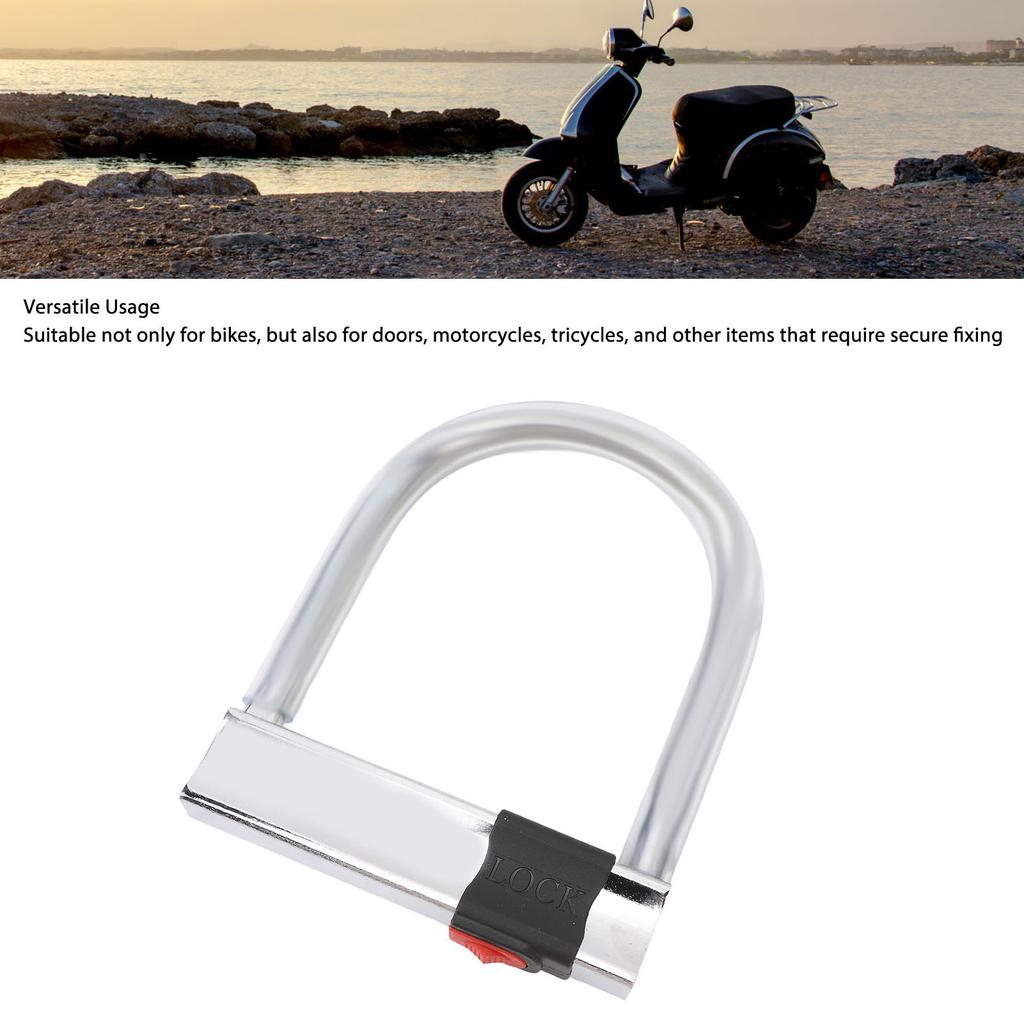 Bike U Lock Carbon Steel Anti Theft Hydrant Cutting Prevention Portable Security U Lock with 3 Keys for Electric Bikes Motorcycles Tricycles