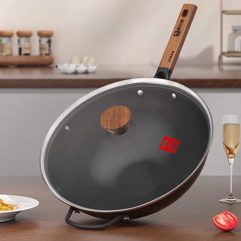 KOBACH 3-Layer Rust-Proof Deep Nitrogenized Iron Wok 34cm