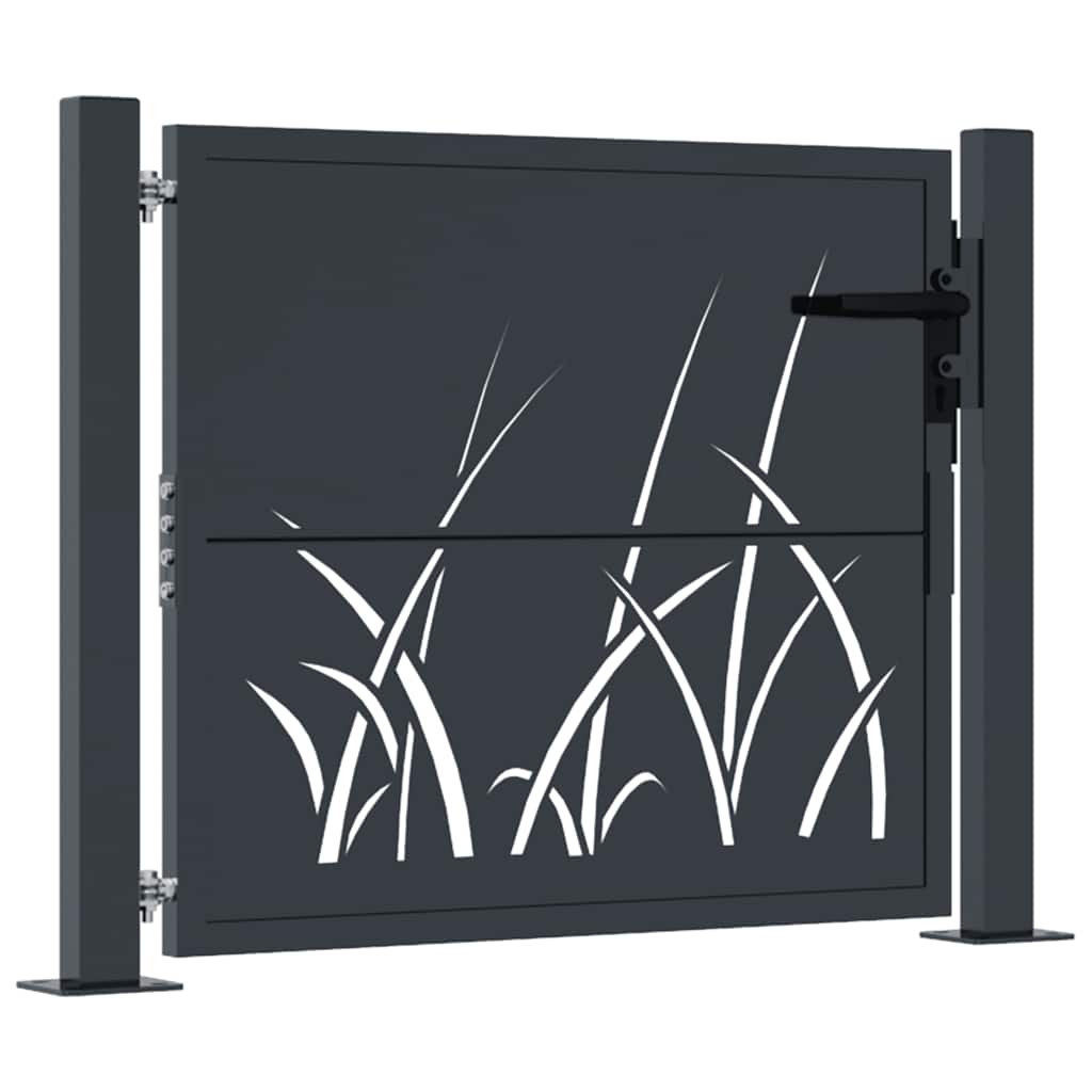 Gartentor Anthrazit 100 x 75 cm Stahl Gras Design