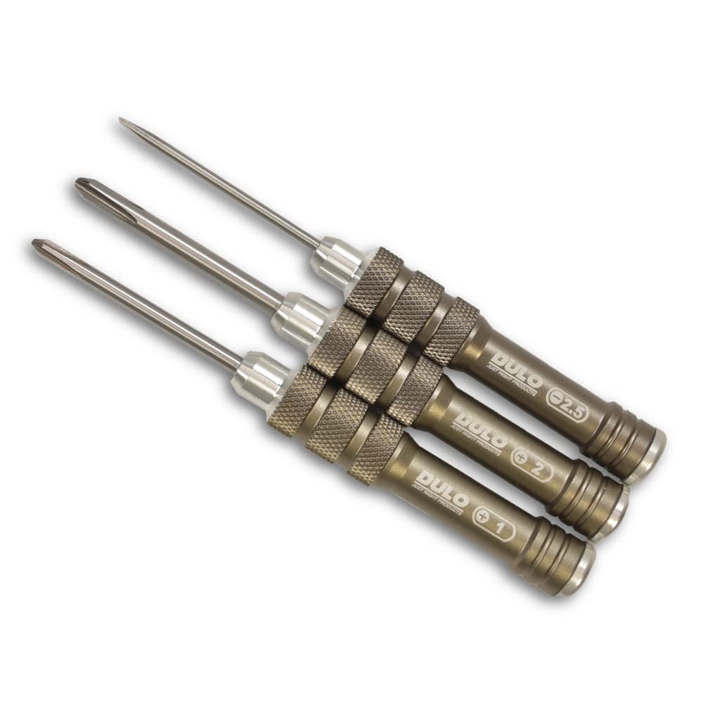 RAYWOOD DULO RC Maintenance Mini Screwdriver Set for RC Car and Drone Setup Steel Repair, Maintenance, Radio-Controlled (Phillips, Flathead, Gray)