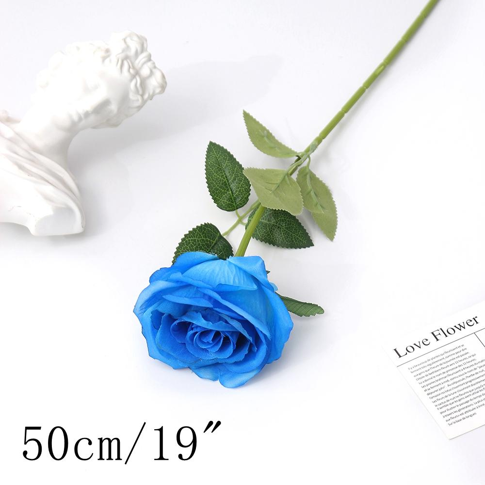 Blue Artificial Flowers Bouquet Rose Fake Flowers for Indoor Home Decor Garden Wedding Party Decoration Outdoor Vase Accessories