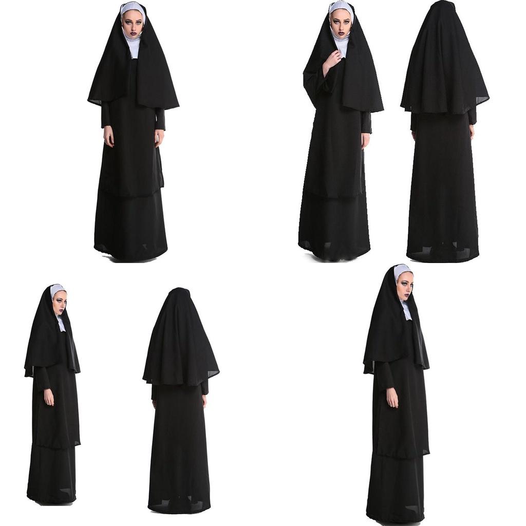 Adult Halloween Costume Cosplay Nun Outfit For Stage Performances L Xl)