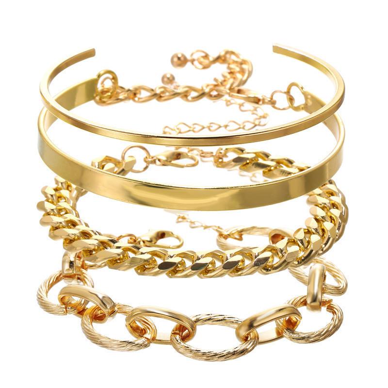 European and American new thick chain personalized bracelet, creative and simple multi-layer chain bracelet set 1
