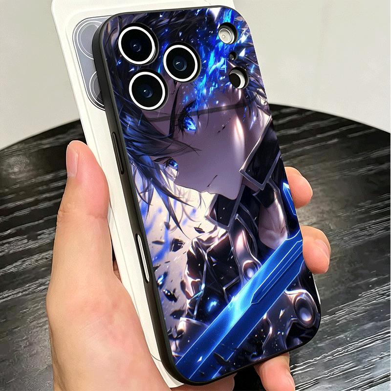 S-Schwert O-Online SAO Kirito Weiche Handyhülle für iPhone 16 16E 17 Air 15 Pro Max 14 Plus 13 Mini 11 12 7 Schwarze Rückseitenschale