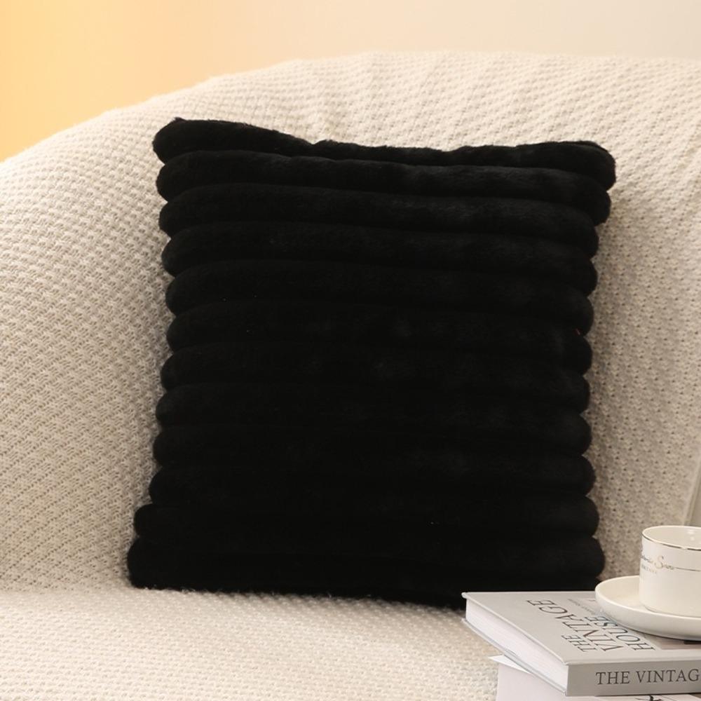 Thick Striped Square Pillow Cushion Cover Soft Plush Pillow Case Protector New Cushion Cover