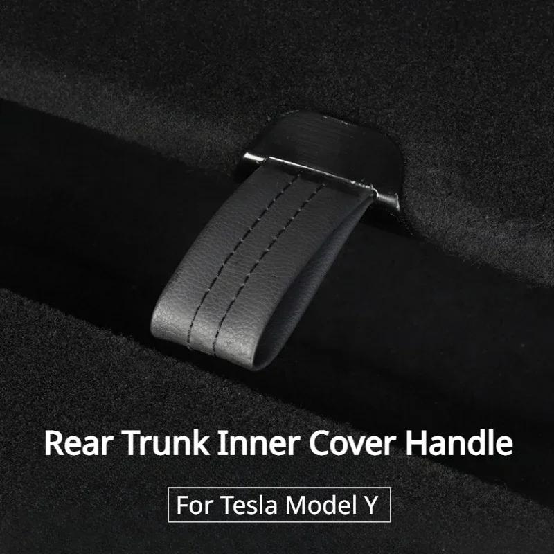 Copertura Interna Vano Bagagli Posteriore per Tesla Model Y Maniglia Piastra del Bagagliaio Corde di Tiraggio Cinghie Organizzatore per Tenere in Ordine Accessori di Ricambio con Coulisse