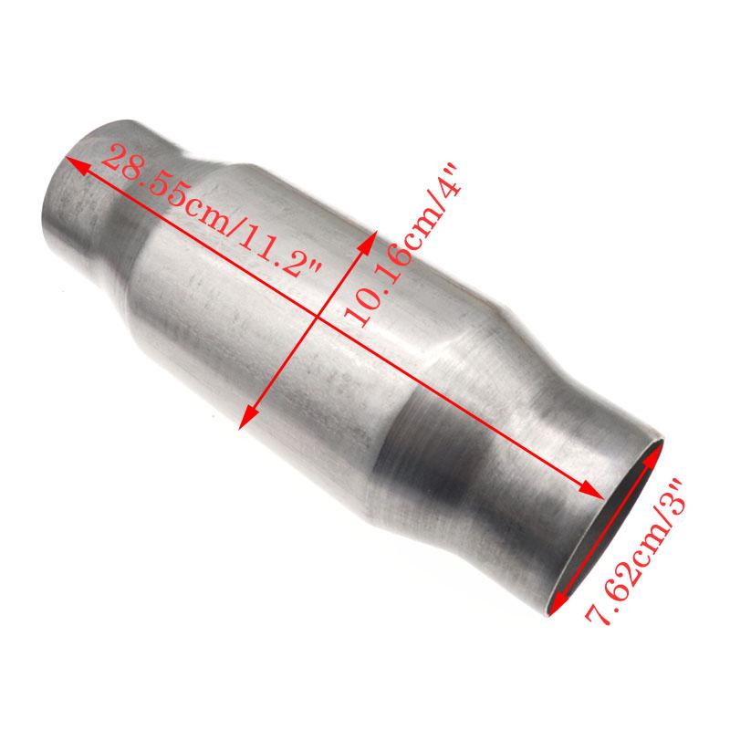 Universal 3"/7.62cm Car Catalytic Converter Exhaust Systems Muffler Length High Flow 11" Stainless Steel Car Engine Accessories