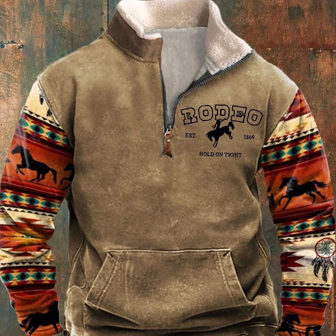Men's 3D Print Half-Zip Long Sleeve Hoodie Jacket
