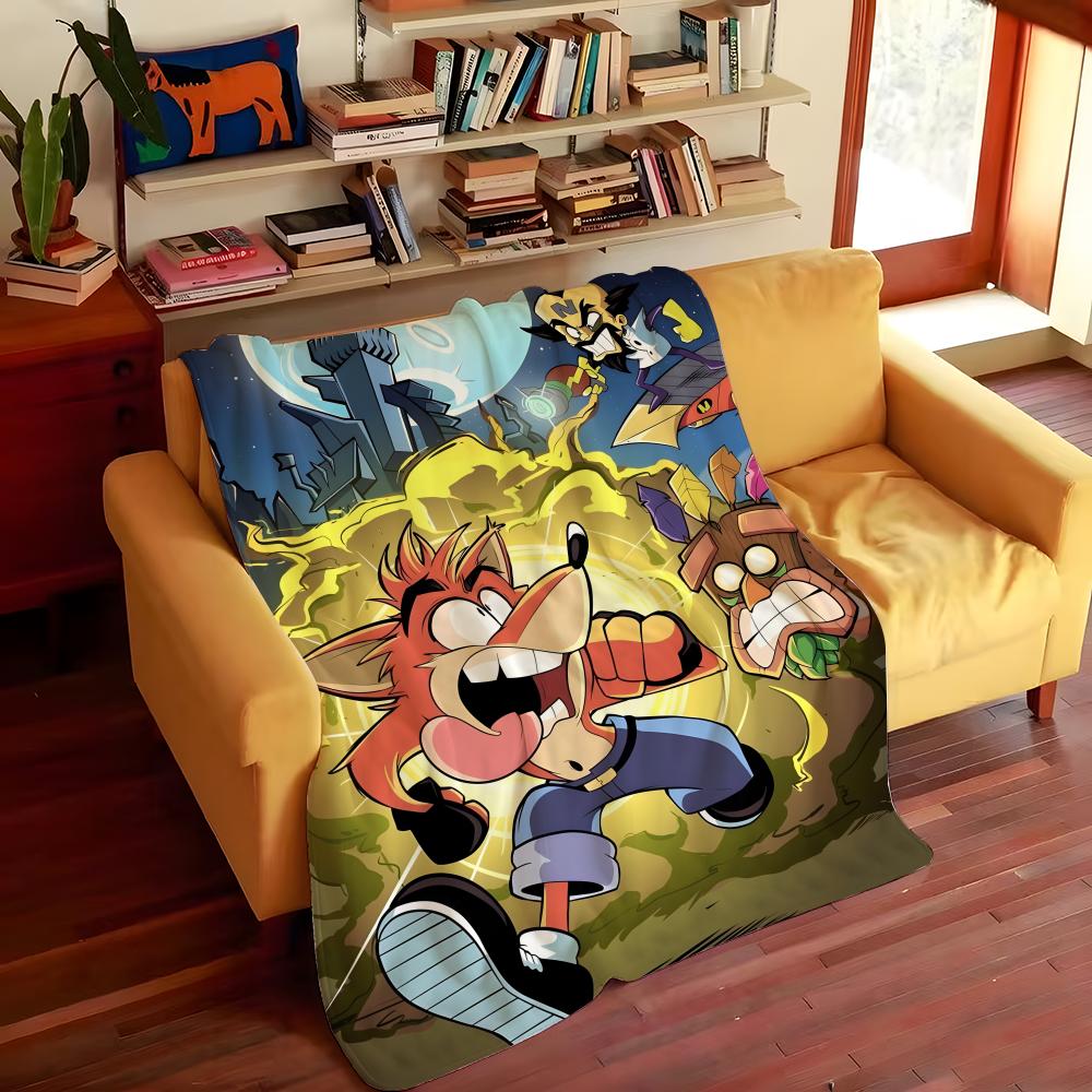 Game C-Crash B-Bandicoot Throw Flannel Cozy Print Blanket, Portable, Durable Machine Washable cute Cool