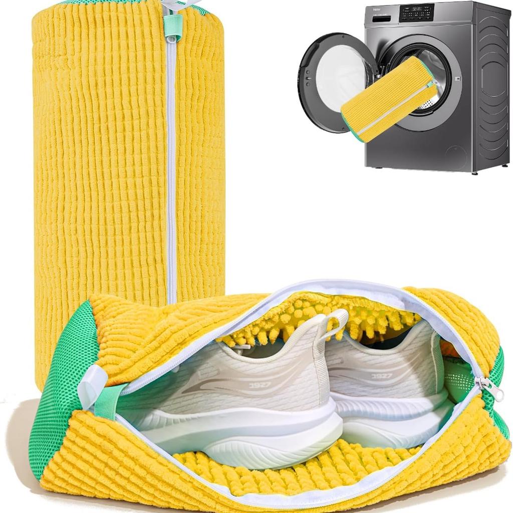 Cylindrical Shoe Washing Bag Polyester Laundry Shoe Protector Prevent Deformation
