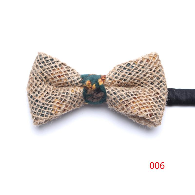 

Летний хлопково-льняной галстук-бабочка Персонализированный льняной жаккардовый галстук-бабочка с отделкой Галстук-бабочка