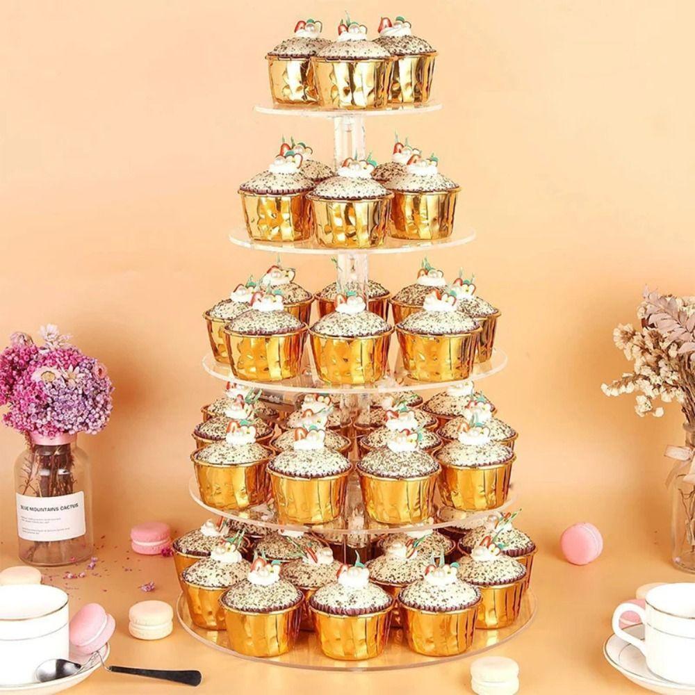 Detachable Design Acrylic Cupcake Stand Clear Cake Serving Rack Wedding Party