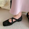Spring New National Style Cheongsam Hanfu Shoes Shallow Mouth Casual Retro Single Shoes Foot Cover Women's Versatile Soft Sole Square Head
