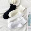 Cotton Socks Women INS Fashion Summer Cute Kawaii Solid Luxury Korean Japanese Ruffles Ankle Girl Spring Black White Middle Tube