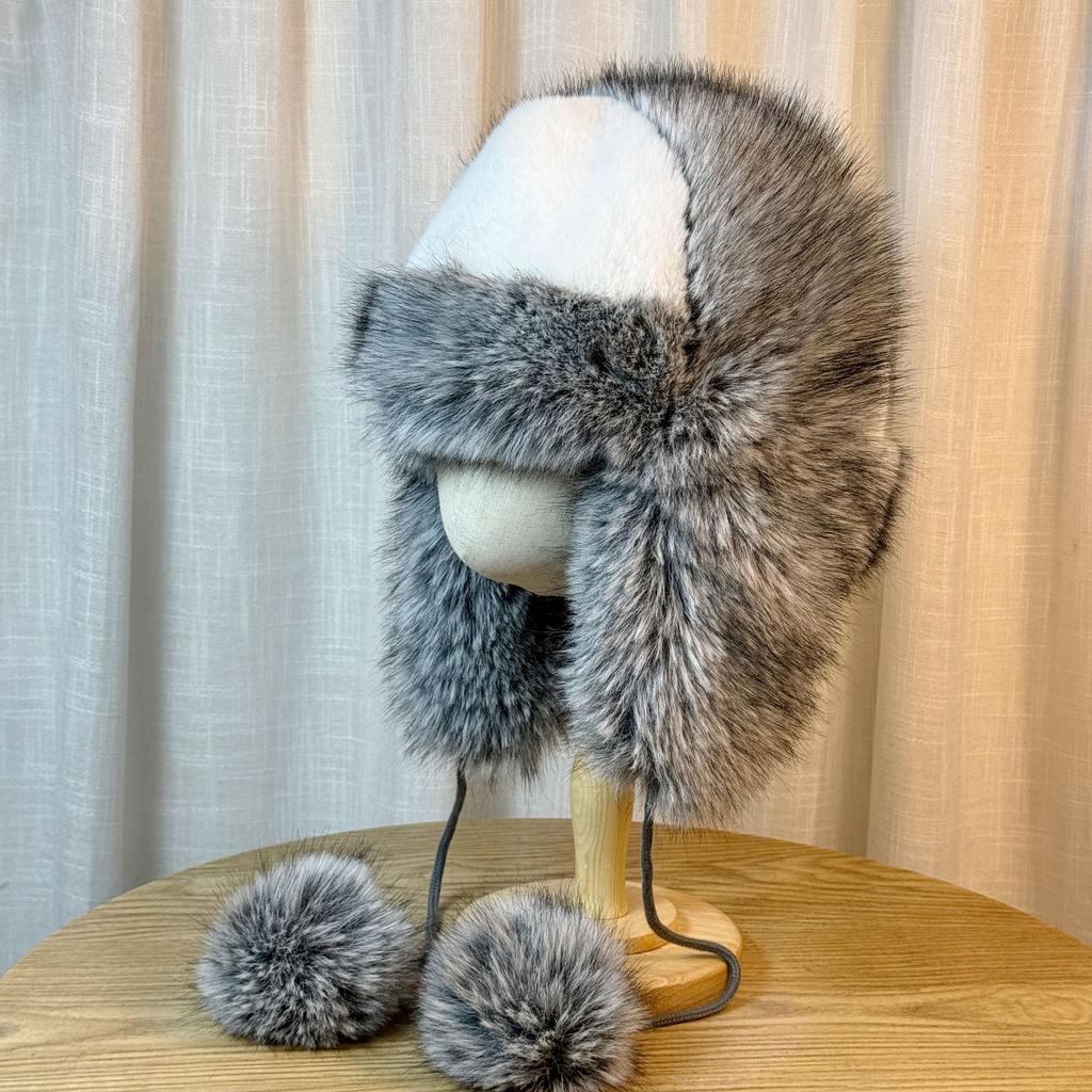 New Winter Lei Feng Hat Plus Velvet and Thickened Outdoor Cold Proof Hat for Women  High End Plush Warm Ear Protection Headgear