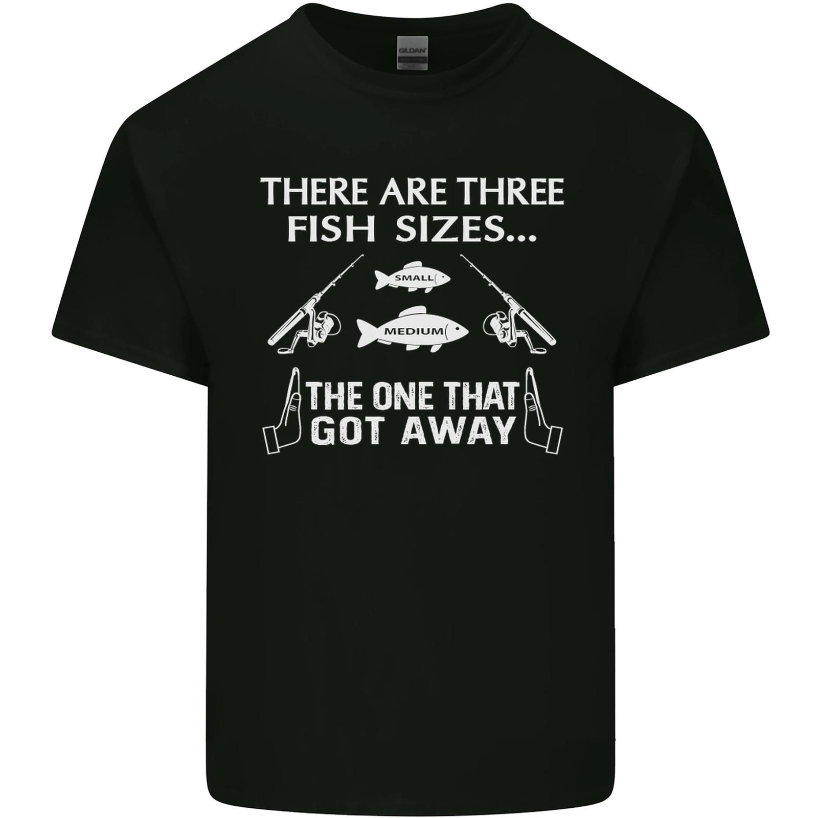There Are Three Fish Sizes Funny Fishing Mens Cotton T-Shirt Tee Top 4XL