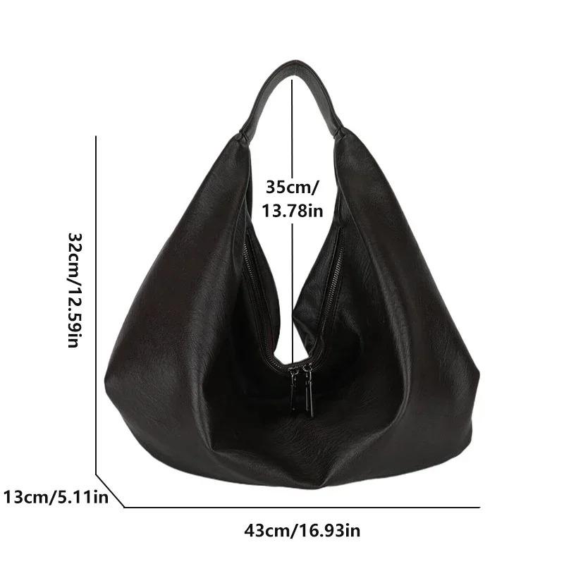 Große schwarze Umhängetaschen für Damen, große Hobo-Shopper-Tasche, einfarbig, hochwertiges weiches Leder, Umhängetasche, Damen-Reisetasche