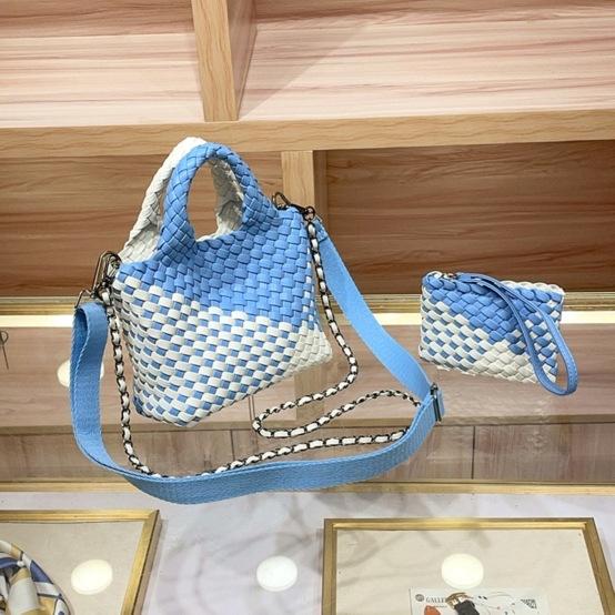 

Color Matching Hand-Woven Small Vegetable Basket Bag Fashionable Small Bucket One Shoulder Oblique Span Bag Exquisite Portable Women S Bag 17*7*15cm