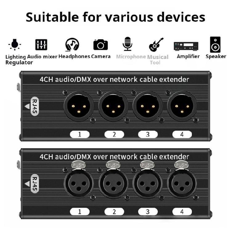 Reliable 4 Channel XLR Extender Using Shielding Networking Cable For Stable Performances