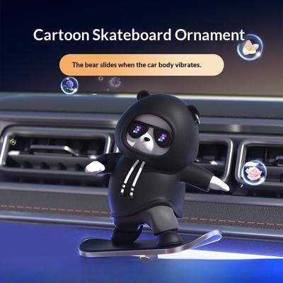 Auto Supplies Skateboard Bear Cartoon Car Ornament Moving Bear Ornament Car Interior Decoration Ornament Supplies