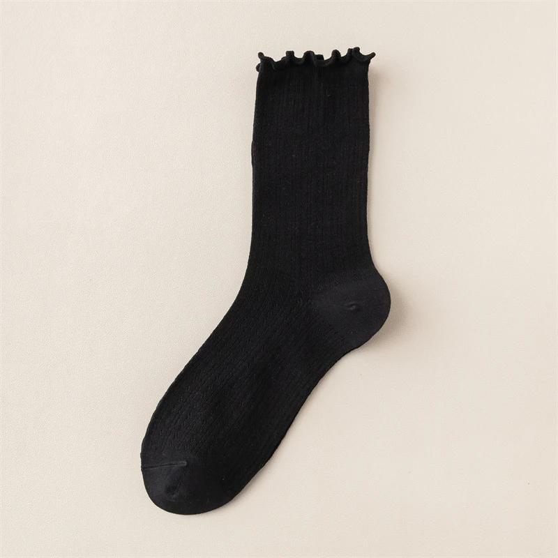 Neue Damen Socken Hohe Qualität Sommer Mode Lässig Lange Socken Einfarbige Koreanischer Stil Wellensaum Netz Atmungsaktiv Einfach Dünn
