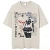 Anime Death Note Ryuk Yagami Light Vintage gewaschenes T-Shirt Herrenbekleidung Baumwoll-T-Shirt Mode Kurzarm-T-Shirts Streetwear