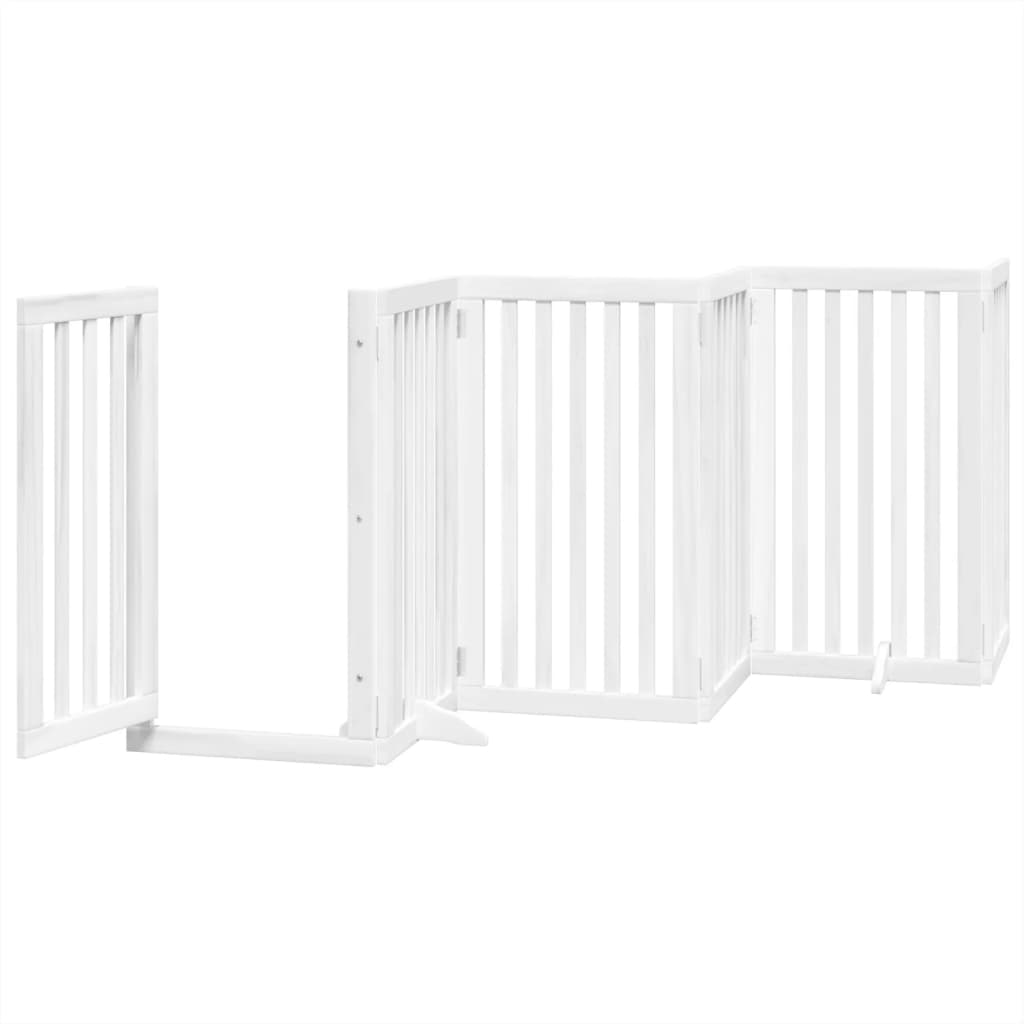 6 Piece Foldable White Dog Gate 300 cm Poplar Wood