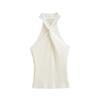Elastic Knit Halter Neck Slim-Fit Tank Top for Women, 2026 Summer New Style, V-Neck with Front Twist and Backless Design