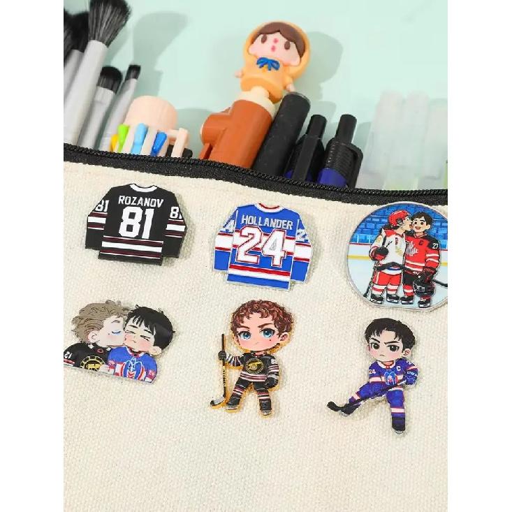 6pcs "Heated Rivalry" Enamel Pin Canadian TV Brooch For Coat Women's Brooches Fashion Lapel Badges Jewelry Gift for Friends