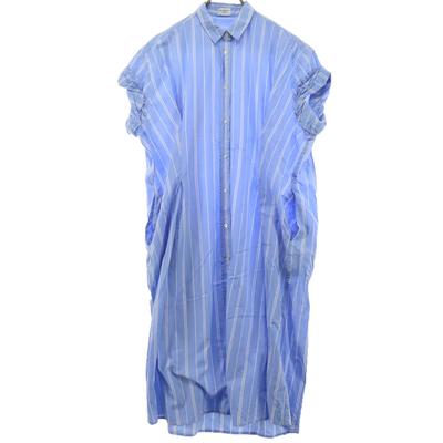 Gestreiftes Muster Kurzarm Hemdkleid blau Damen Gebraucht