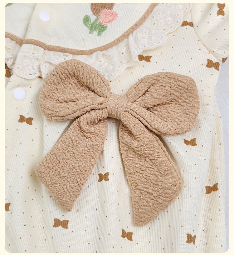 2025 Baby Girl Autumn Romper - Newborn Long Sleeve Onesie for Spring & Autumn Outings