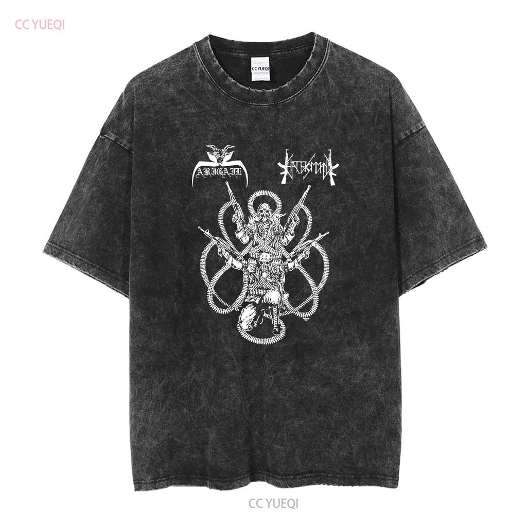 ABIGAIL HATE KOMMAND Split Vintage T Shirt Tour LP Black Metal Sabbat 7 Cassette vintage Washed graphic designer clothes
