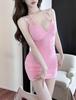 Spicy Mesh Low-Cut Sexy Dress with Hip-Hugging Short Skirt