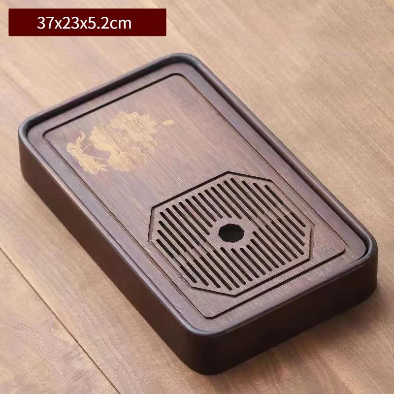 Hand Carving Bamboo Tea Tray Household Tea Set Decorative Tray Water Storage Type Tea Sea Chinese Tradition Teaware Supplies