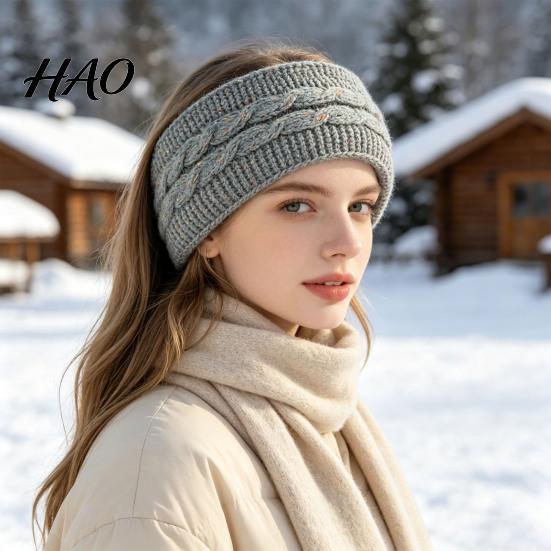 Warm Ear Protection for Winter Headbands Women, Thickened Knitted Warmers, Cold Warmer Headband Weather Fleece Lined Hairband Outdoor Running