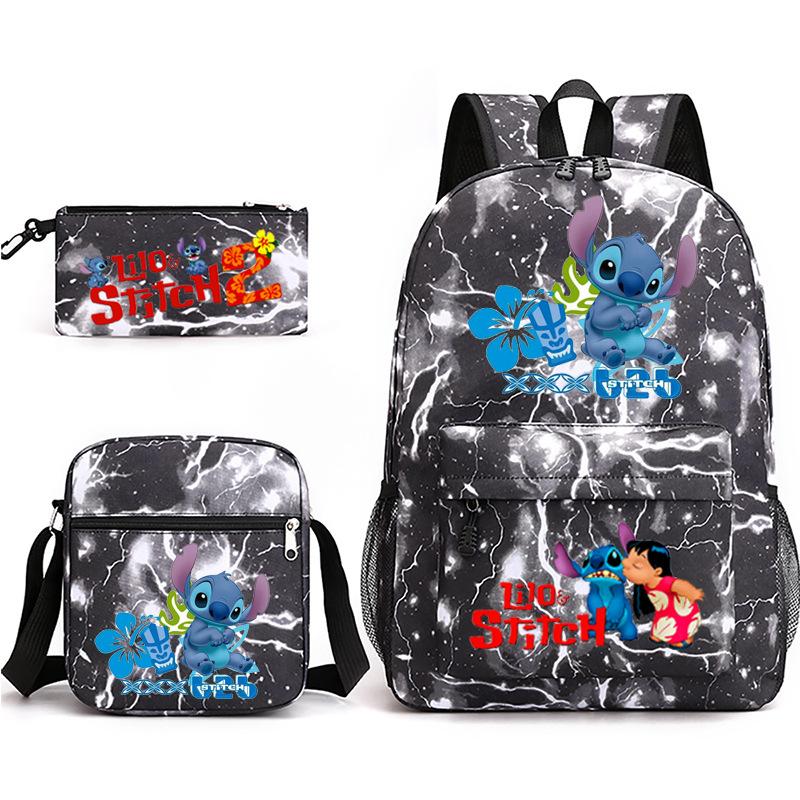 Large Capacity Schoolbag with Shoulder Strap; Student Three-piece Pencil Case Set