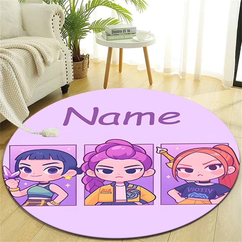 Personalized K-KPop Demon Hunters Round Chair Office Rug - Perfect for Mat, Office Chair & More - Ideal Gift for Birthdays and Holidays