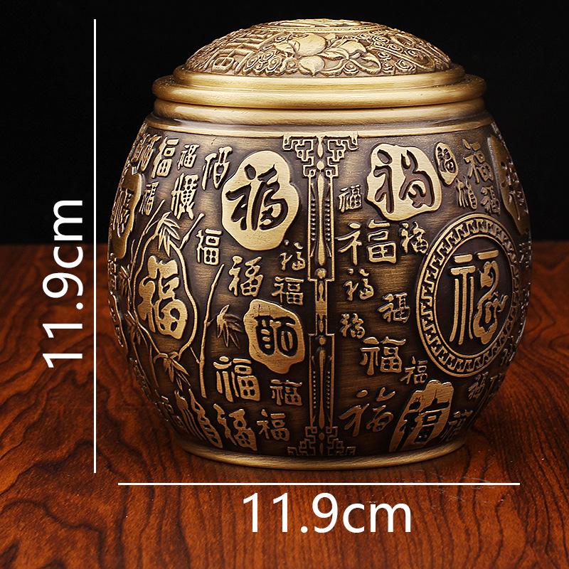 Brass New Baifu Tank Tea Can with Lid Tea Ceremony Tea Set Desktop Ornament Fuzi Storage Tank Cornucopia Living Room