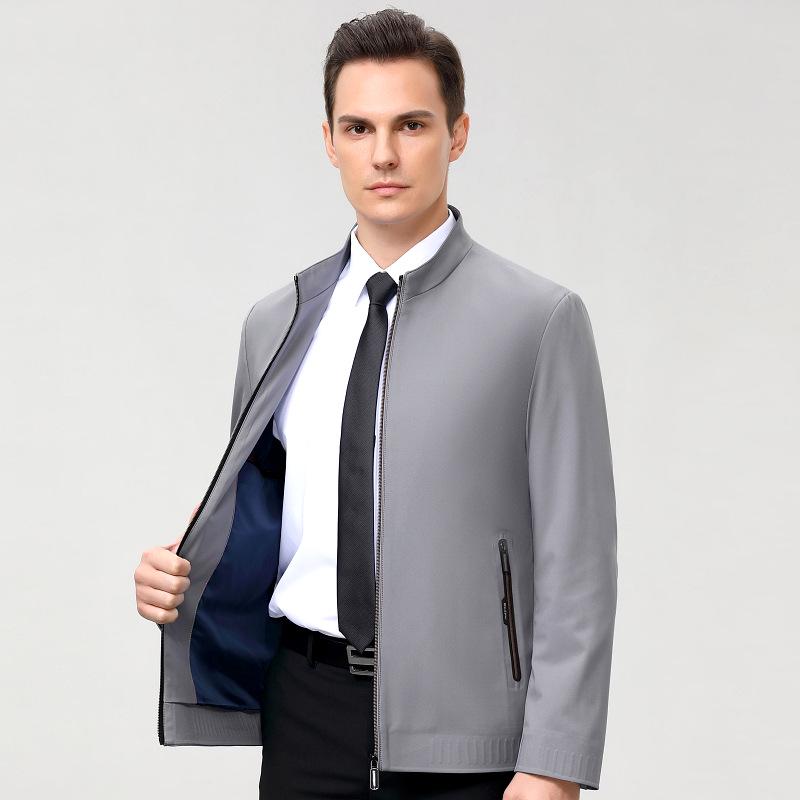 2024 Spring Men's Stand-up Collar Jacket for Middle-aged & Elderly Business Casual 