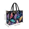 Fashion Feather Pattern Tote Bag Lightweight Casual Daily Handbag for Outdoor Shopping Work Use