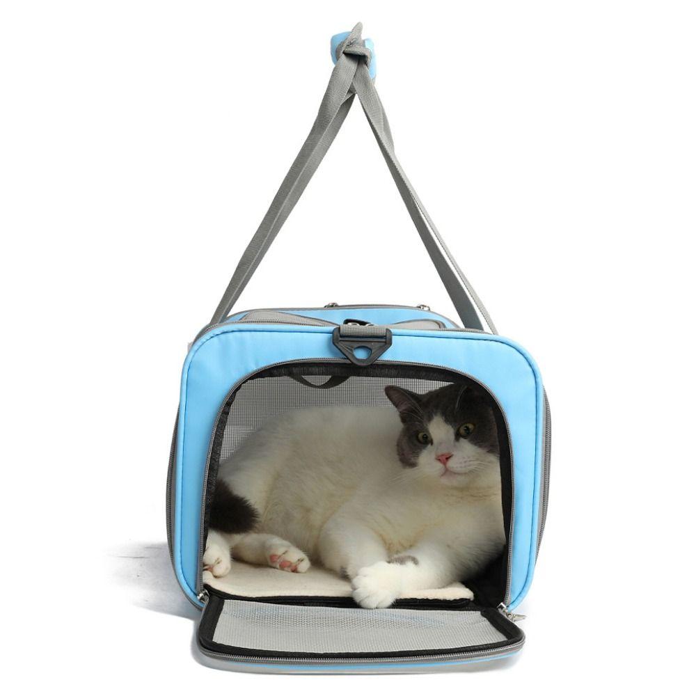 Lightweight Canvas Pets Travel Handbag Breathable Large Capacity Cat Bag Foldable Portable Pet Airline Bag Cat