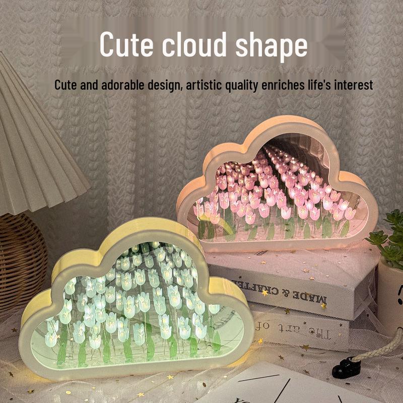 Creative Cloud Tulip Night Light DIY Kit - Handmade Gift for Couples & Friends, Ideal for Birthdays & Mid-Autumn Festival.