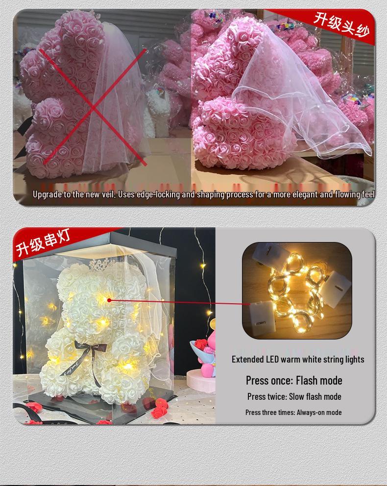 Eternal Rose Bear: Valentine's, Mother's Day & Birthday Gift, Floral Bouquet Ornament for Girlfriend.